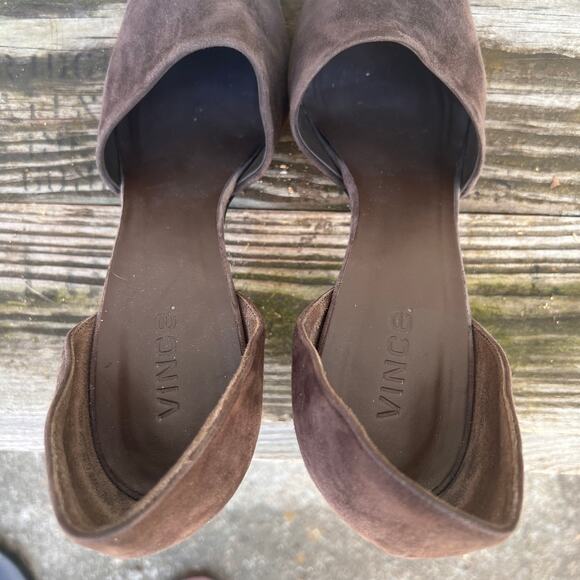 Vince Claire D'Orsay brown suede point toe pumps made in italy size 10 - Picture 7 of 7